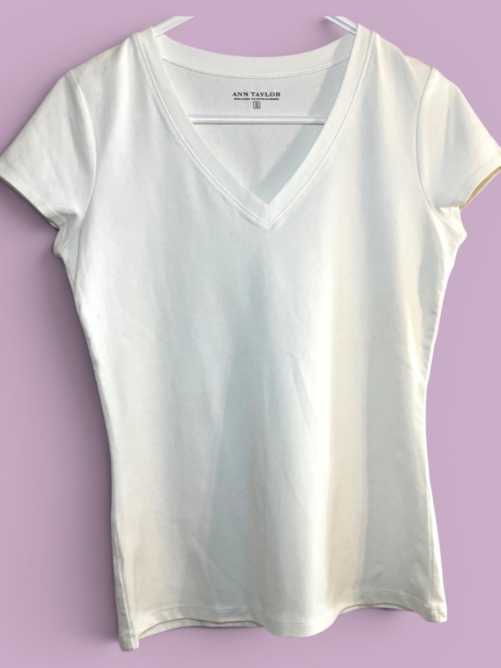 Ann Taylor White Cotton Shaped Tee NWOT Size S
